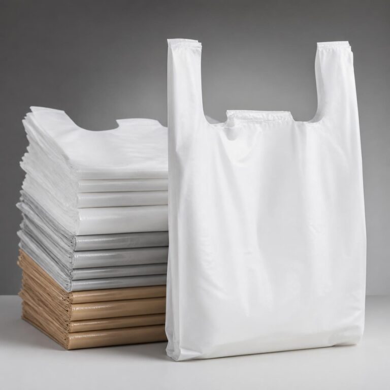 Sacola plástica com alça camiseta para uso comercial